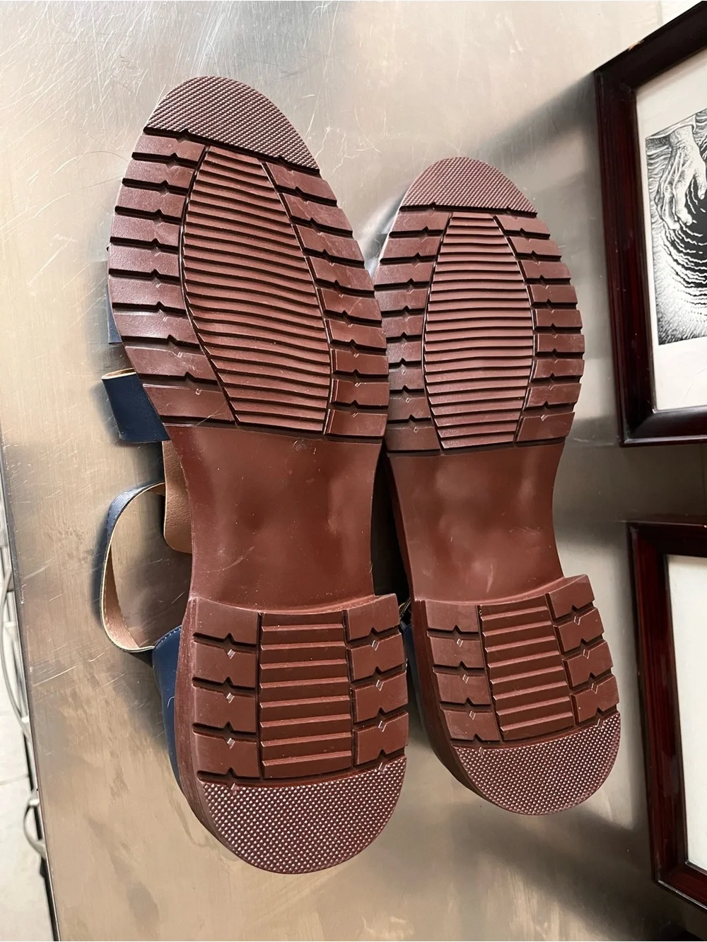 Men's Navy Leather Fisherman Sandals with Adjustable Buckle      12 1/2